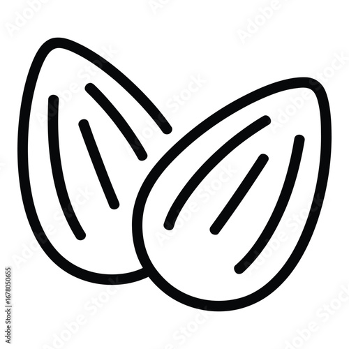 Two almonds outline illustration for healthy snack and food ingredient concept design needs  vector silhouette
