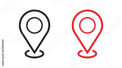Vector Map Icons Showing Location Pins in Black and Blue for Mapping Projects