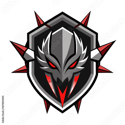 Metallic Claw-Spiked Badge with Abstract Monster Features for Stealth Branding