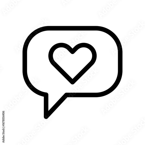 Chat Bubble with Heart Line Icon of Mental Health Awareness Tech Icon Set