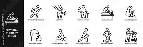 Physical Therapy Line Icon Set