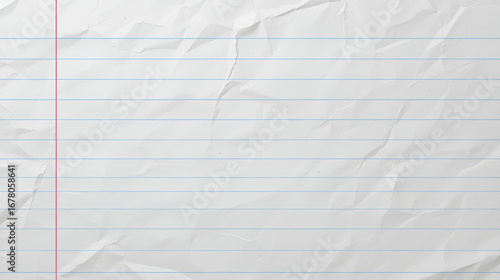 Notebook paper background. Lined notebook paper. crumpled paper background