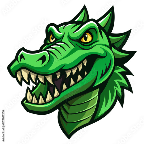Bold Crocodile Mascot with Exaggerated Jaw and Spiked Texture