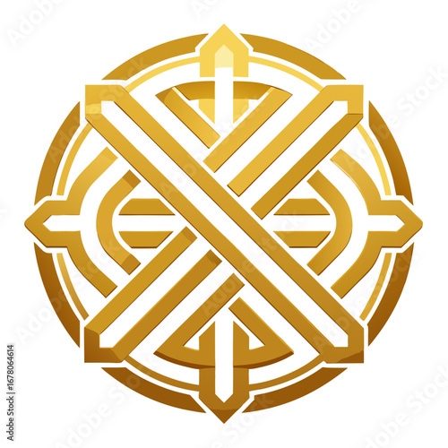Golden Emblem with Interwoven Letters and Bold Negative Space