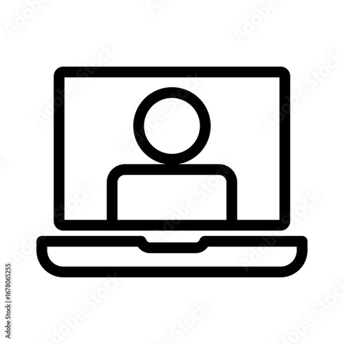 Online Interview Line Icon of Human Resources and Recruitment Icon Set