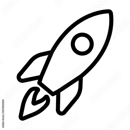 Rocket Launch Line Icon of Startup and Pitch Deck Icon Set