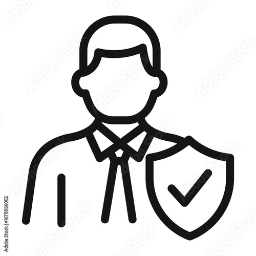 Security Officer Line Icon of Risk Management Icon Set