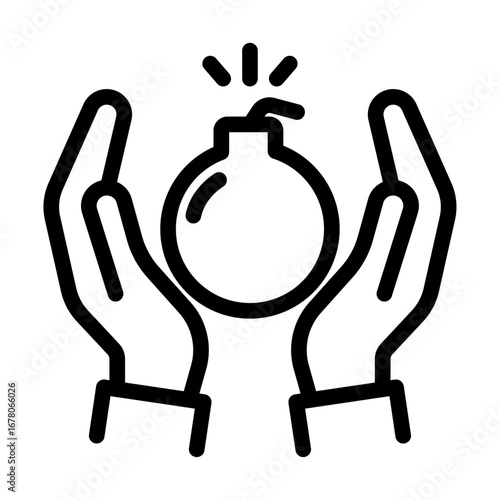 Crisis Management Line Icon of Risk Management Icon Set