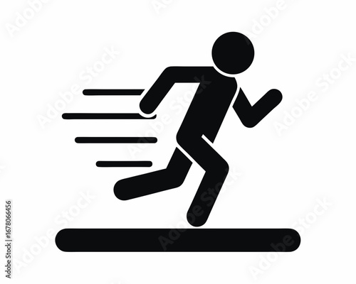 Silhouette of a runner sprinting icon, minimal vector, isolated on white background