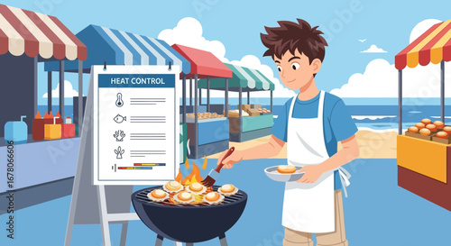 Coastal Food Market with Heat Safety: A Young Chef's Guide to Grilling