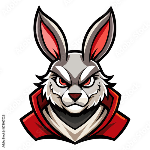 Battle-Ready Mischievous Rabbit – Symmetrical Bold-Stroke Vector Logo