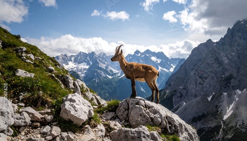Majestic mountain goat on alpine crag