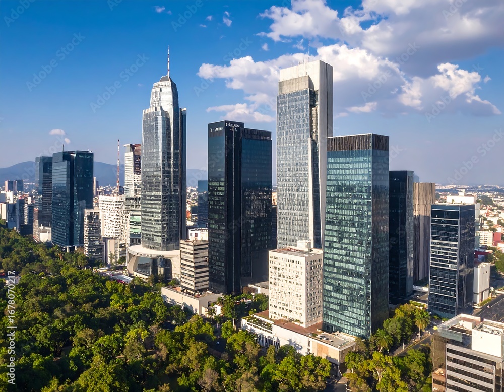 Fototapeta premium Cityscape of tall modern buildings