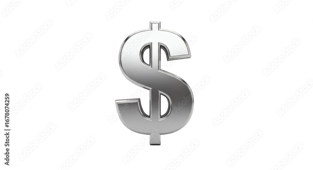 Obraz premium Isolated shiny metallic dollar symbol rendered against stark black background with studio lighting
