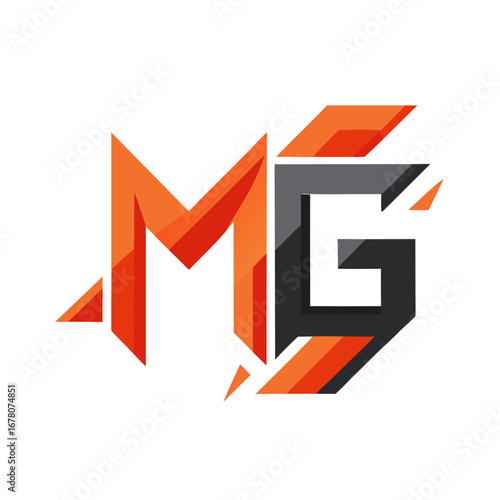 Abstract “MG” Logo with Sharp Angles on Minimal White Background