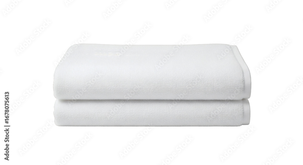 Obraz premium Folded white soft towels on black, showcasing simple luxury and pure cleanliness.