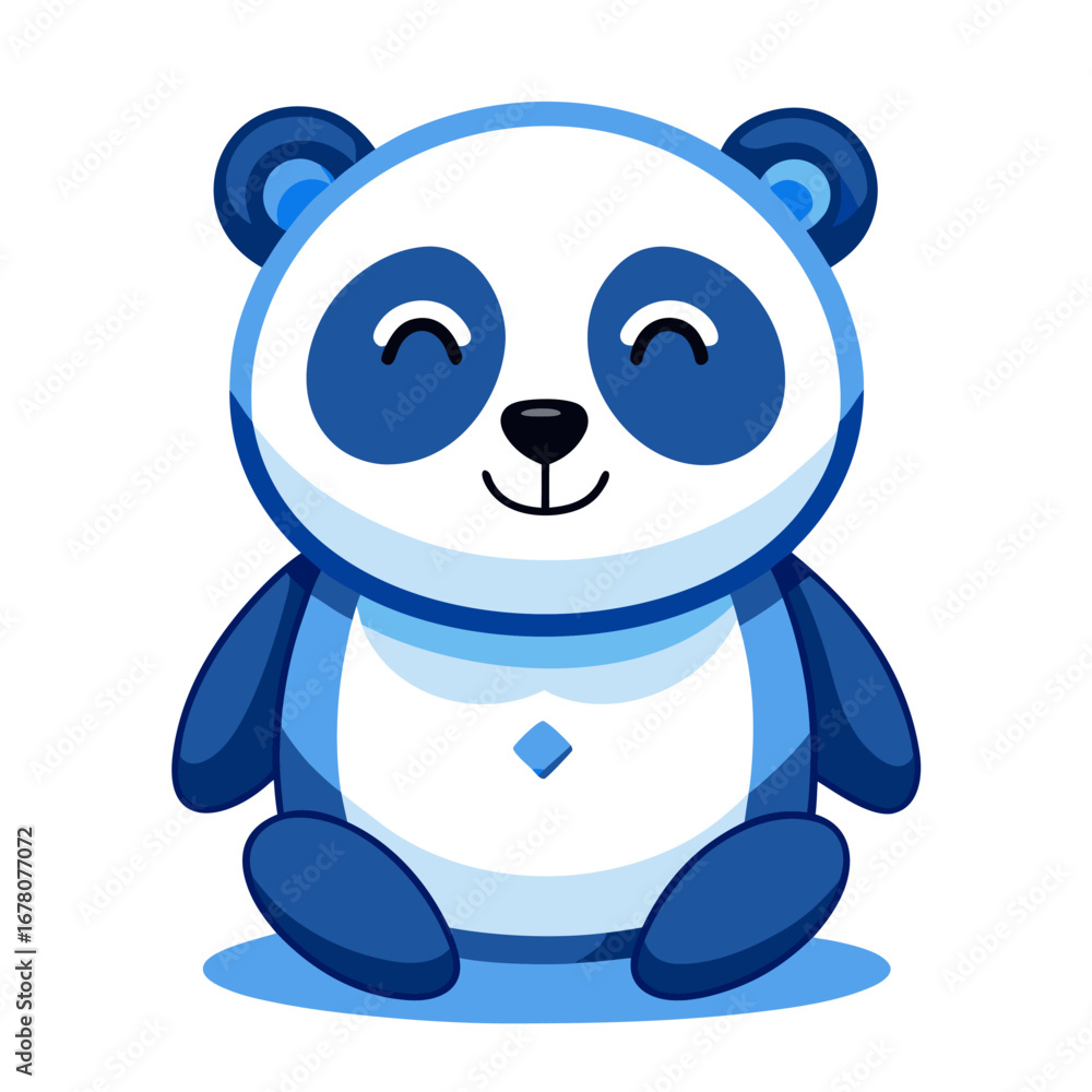 Fototapeta premium Gentle Panda Character in Calming Blue-White Mascot Vector Style