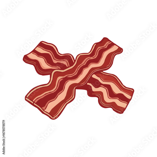 Crispy Cross Section Aromatic Breakfast Delight Two Strips of Perfectly Cooked Bacon Illustration
