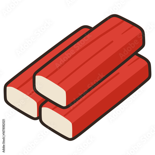 crab stick snack food flat color vector illustration template design