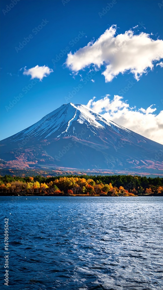 Fototapeta premium Majestic mountain overlooking a tranquil lake