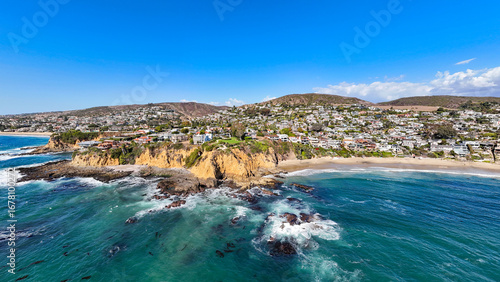Aerial view between Emerald Bay and Crescent Bay in the Laguna Beach area of Orange County, Southern California.