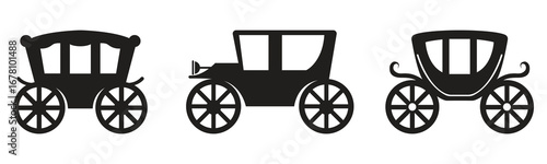 Classic carriage vintage transport silhouette vector collection illustration