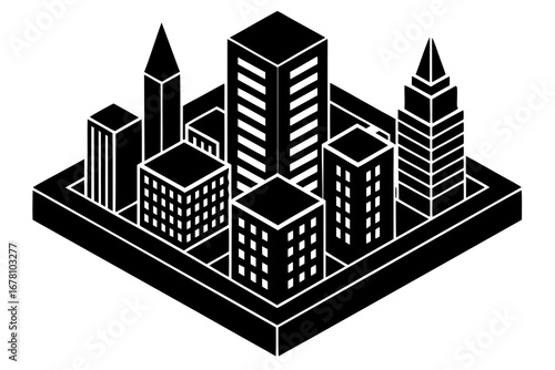 Isometric cityscape illustration, vector illustration