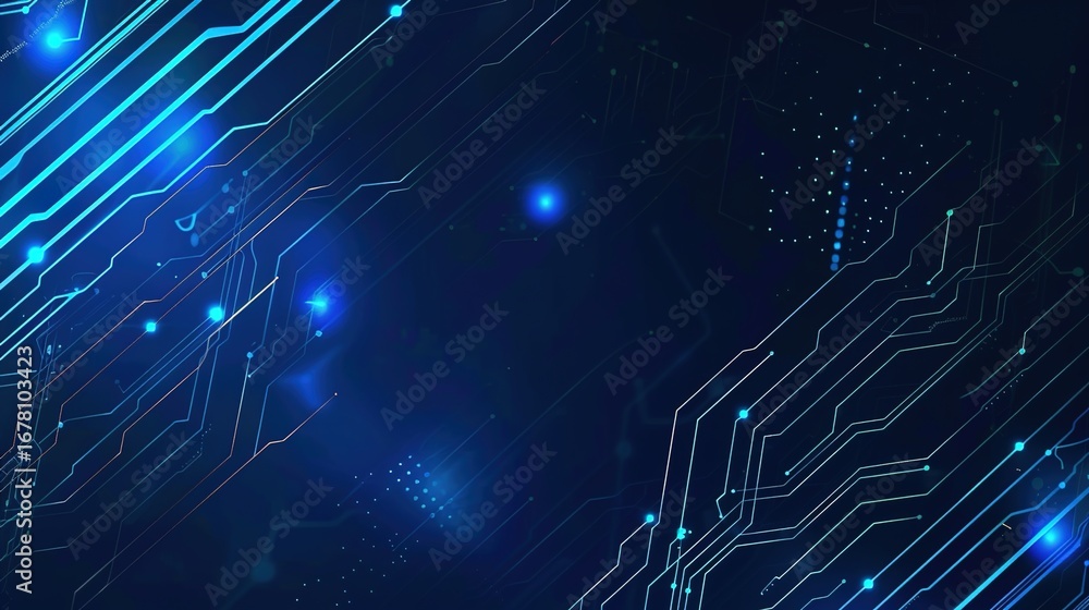 Obraz premium Immersive Technology-Themed Backgrounds: Elevating Digital Spaces with Dynamic Blue Lines—Blending Futuristic Aesthetics, Functional Design, and Visual Cohesion for Screens, Presentations, and Creativ
