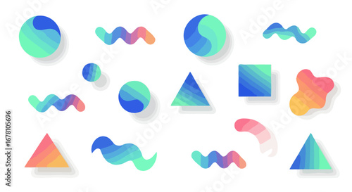 Gradient Abstract Shapes with Soft Shadows for Modern Design Projects and Creative Visual Content, Ideal for Enhancing Presentations and Websites.