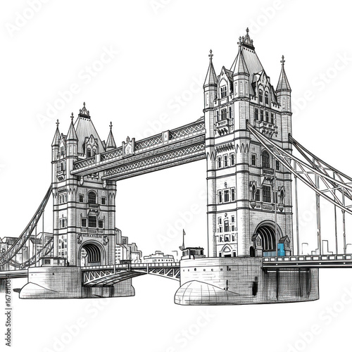 Detailed illustration of tower bridge london isolated on transparent background