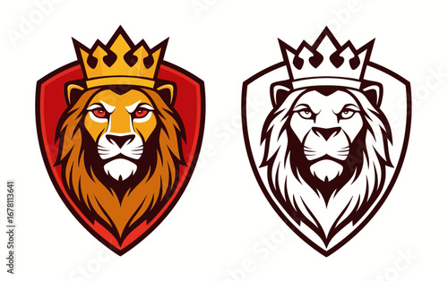 Regal Lion Logo with a Crown and Majestic Details Vector illustration