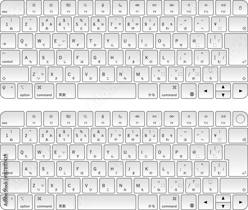 A high-resolution vector illustration of the keyboard with a Japanese JIS layout. This design is suitable for tech-related content, manuals, UI demonstrations, or digital product presentations