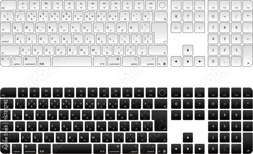 A high-resolution vector illustration of the keyboard with a Japanese JIS layout. This design is suitable for tech-related content, manuals, UI demonstrations, or digital product presentations