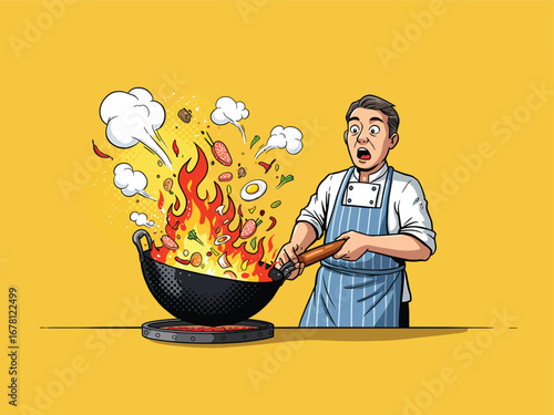 /output/uploadfile_A surprised man cooks, his wok ablaze with flying food.eps