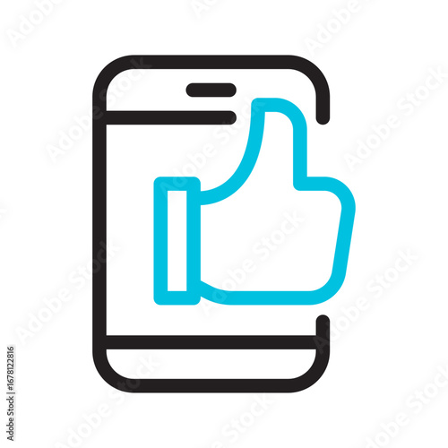 Mobile Likes Line Icon of Social Media Management Icon Set