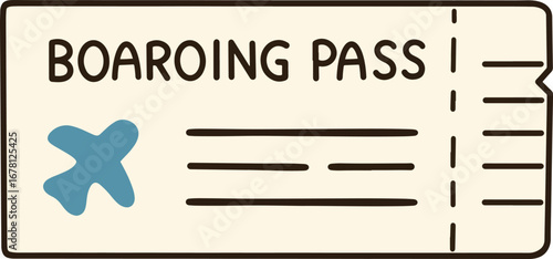 Cream colored boarding pass cartoon on transparent background