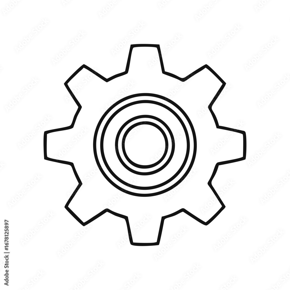 Gear Icon Black Outline Symbol for Settings and Engineering Gear Icon Black Outline Symbol for Settings and Engineering