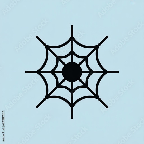 Flat spider web icon with simple clean design, Halloween vector illustration.