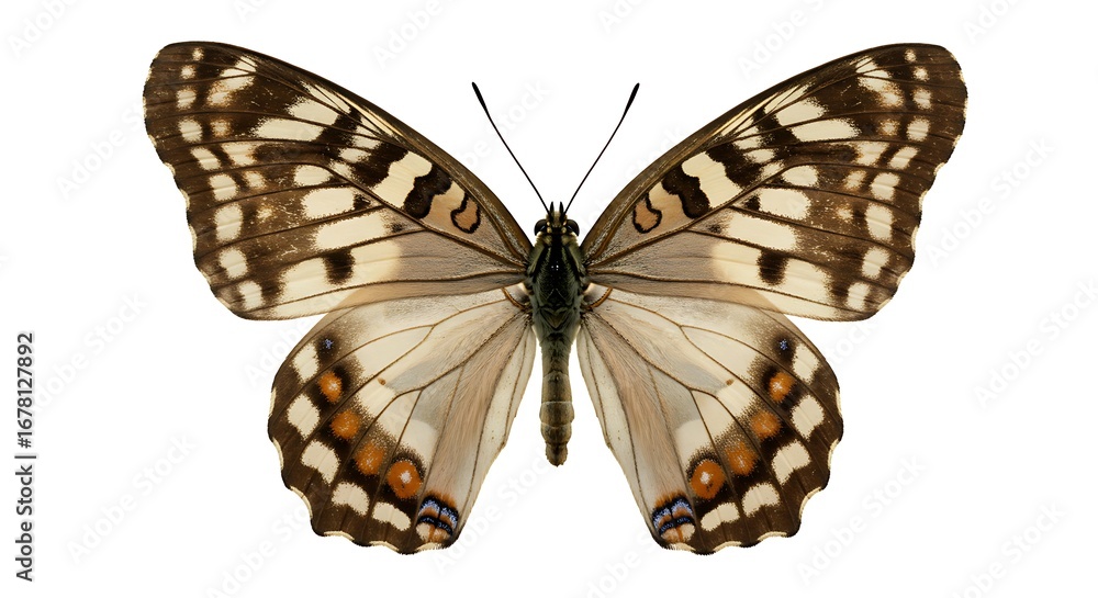 Fototapeta premium Elegant Butterfly: Detailed Wing Pattern on White