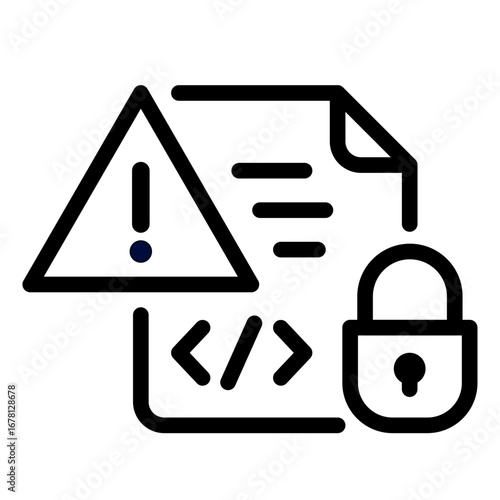 Data Breach Alert Line Icon of Cybersecurity and Data Icon Set