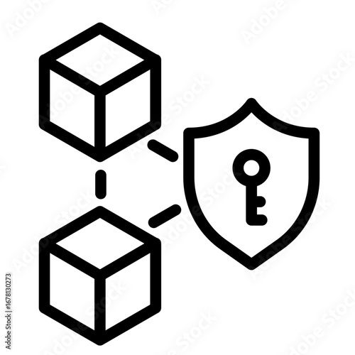Blockchain Security Line Icon of Blockchain and Smart Contracts Icon Set
