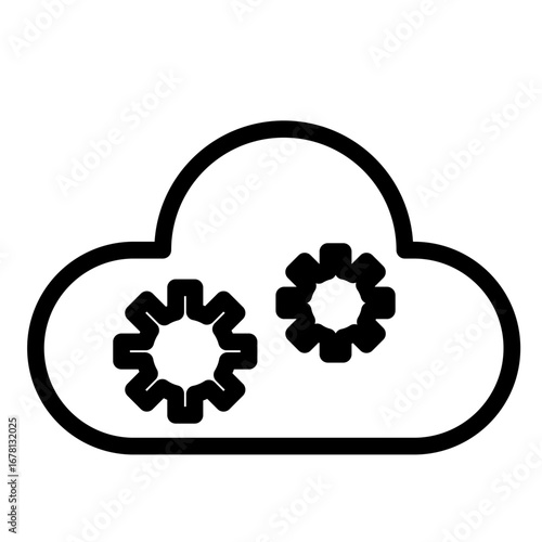 Cloud Service Line Icon of SaaS and Software Icon Set