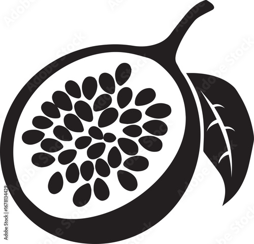 Passion Fruit icon clean simple silhouette