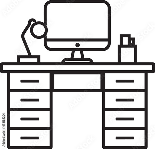 Desk icon clean simple linear