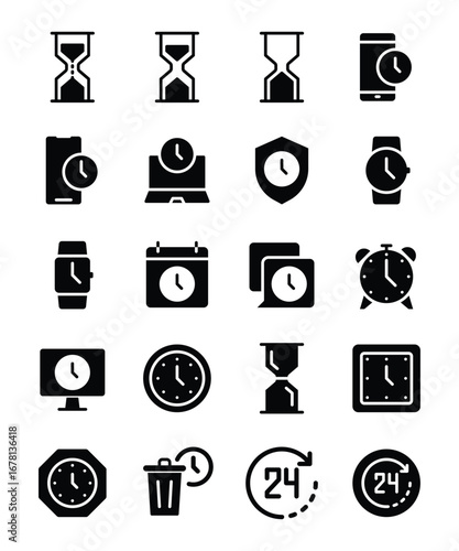 Time management icons showing deadline, schedule, and 24/7 availability