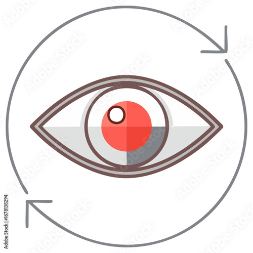 Stylized eye with circular arrow suggesting vision or tracking
