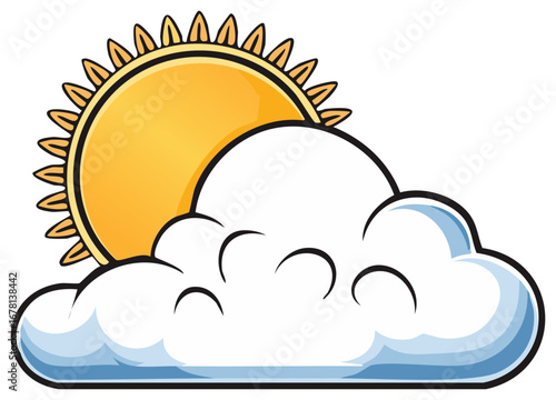 Cartoon Sun and Cloud Weather Illustration Graphic Design