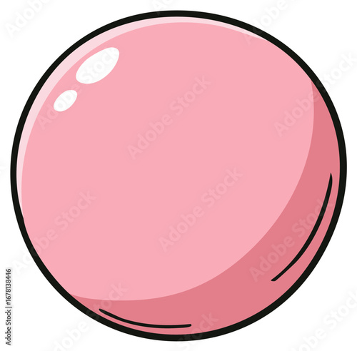 Cartoon illustration of a large shiny pink bubblegum bubble