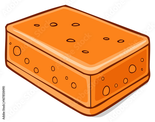 Orange Sponge with Round and Oval Cavities - Rectangular Porous Material