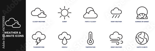 Weather and Climate Line Icon Set